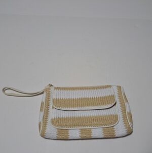 Vera Bradley Striped Tan and White Clutch NWT